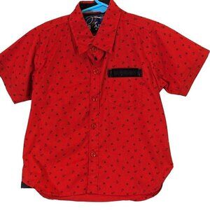 Faze 1 Boys Size 4 Shirt Button Up Red Anchors Nautical Novelty Boating Top